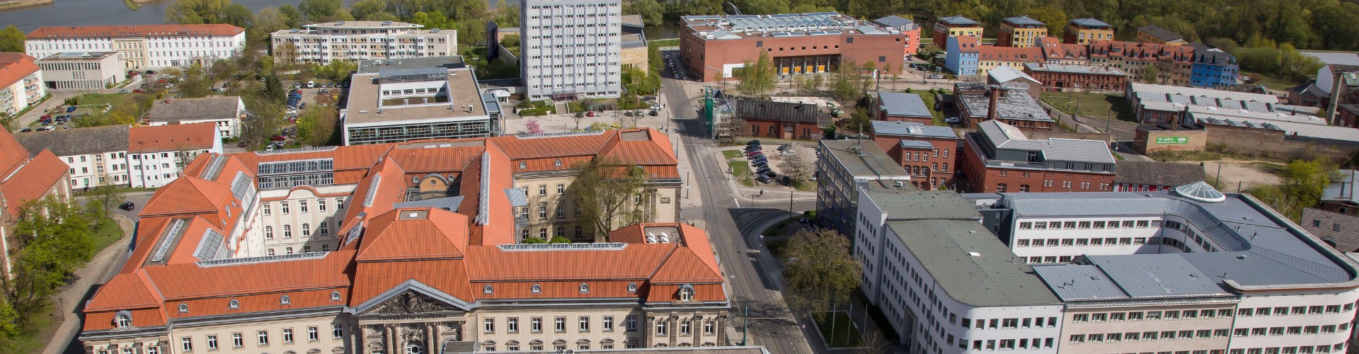 Blick auf den Viadrina Campus aus dem Frankfurter Oderturm